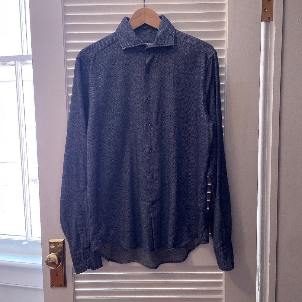 Denim effect button down long sleeve